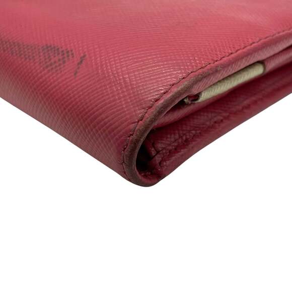 PRADA Prada Long Wallet, Saffiano Leather, Flap, Pink, Two-Tone, Gold Hardwar... - Picture 9 of 16